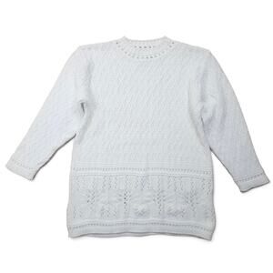 COLDWATER CREEK Cable Knit Floral Crew Sweater Women's M VTG Y2K Canada Knitwear